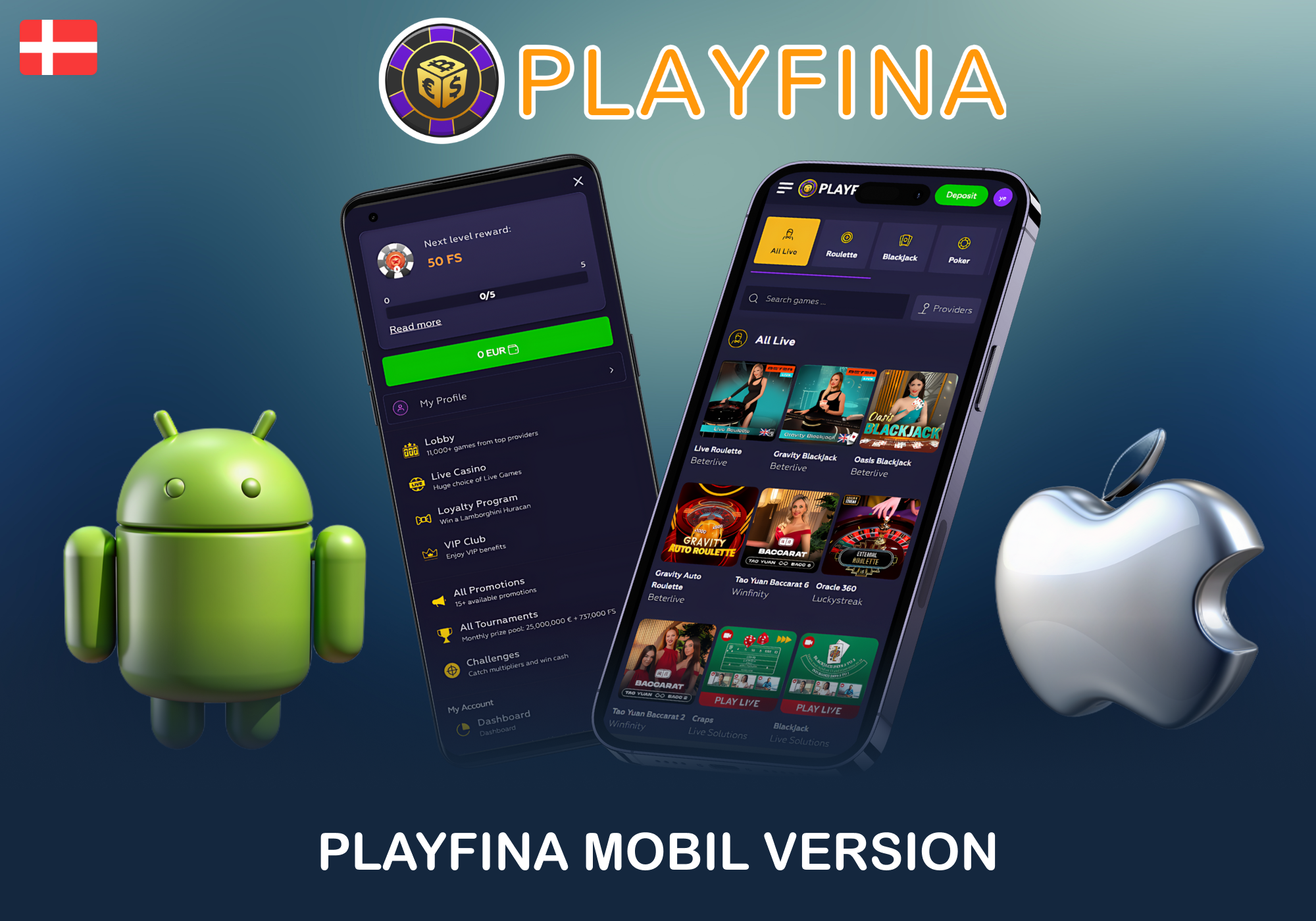 Mobilversion af Playfina for Danmark
